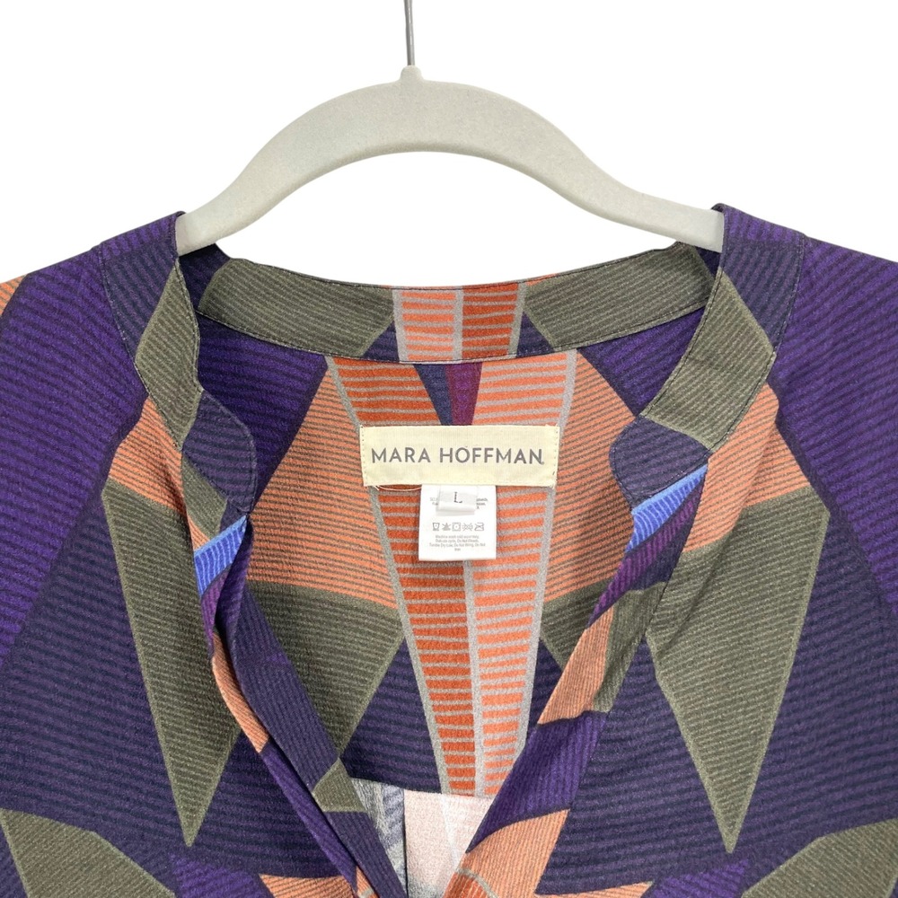 MARA HOFFMAN Compass‎ geometric kaleidoscope print dress Size L artsy boho - Picture 4 of 8